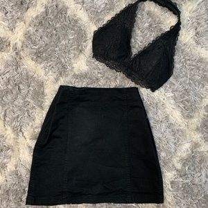 black mini skirt